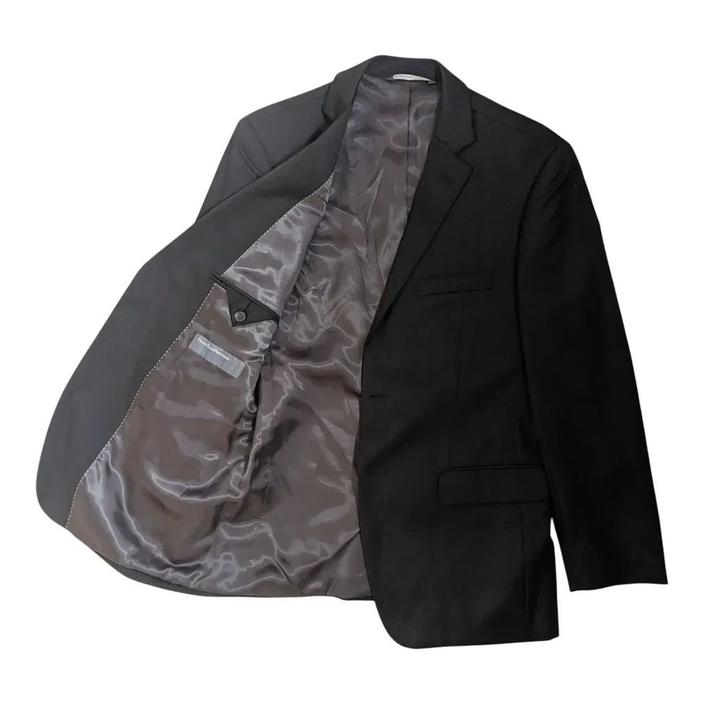 Perry Ellis Portfolio Men's 40R Blazer Sports Coat Dark Brown Plaid 100% Wool